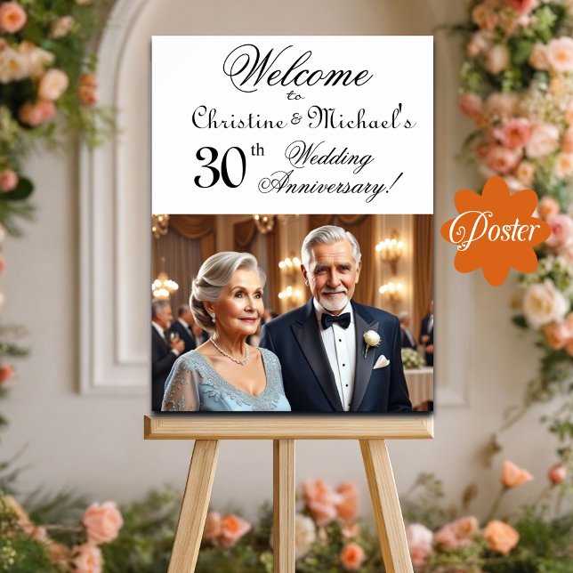 Custom 1 Foto 30. Hochzeitstag Begrüßung Poster (Von Creator hochgeladen)