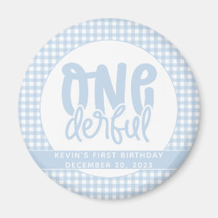 Custom 1. Geburtstag Niedlich Pastel Blue Onederfu Magnet