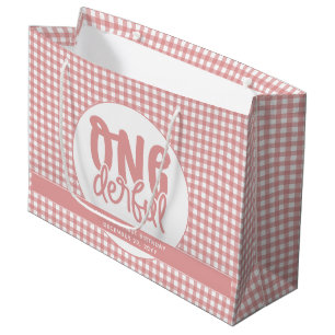 Custom 1. Geburtstag Niedlich Pastel Pink Onederfu Große Geschenktüte