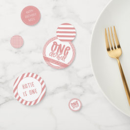 Custom 1. Geburtstag Niedlich Pastel Pink Onederfu Konfetti