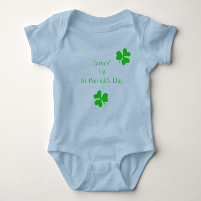 Custom 1. Saint Patrick's Day Lucky Kleeblatt Boy Baby Strampler (Vorderseite)