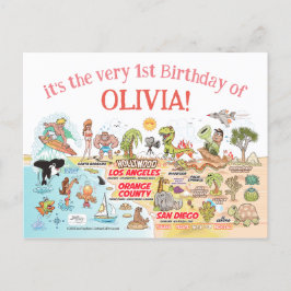 Custom 1st Birthday SoCal Einladungspostkarte
