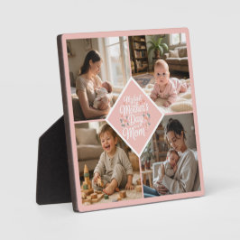 Custom 1st Mother's Day Photo Collage Pink Floral Fotoplatte
