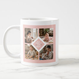Custom 1st Mother's Day Photo Collage Pink Floral Jumbo-Tasse