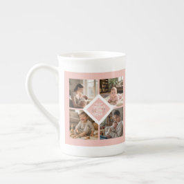 Custom 1st Mother's Day Photo Collage Pink Floral Prozellantasse