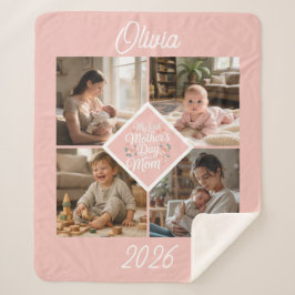 Custom 1st Mother's Day Photo Collage Pink Floral Sherpadecke