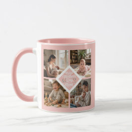 Custom 1st Mother's Day Photo Collage Pink Floral Tasse