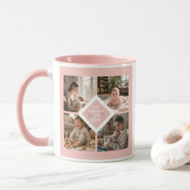 Custom 1st Mother's Day Photo Collage Pink Floral Tasse
