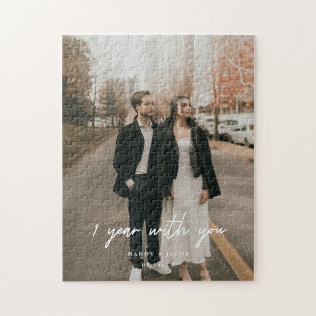 Custom 1st Wedding Anniversary Couple Foto Puzzle (Vertikal)