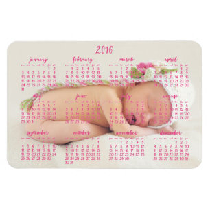 Custom 2016 Magnetic Calendar Baby Foto 4x6 Magnet