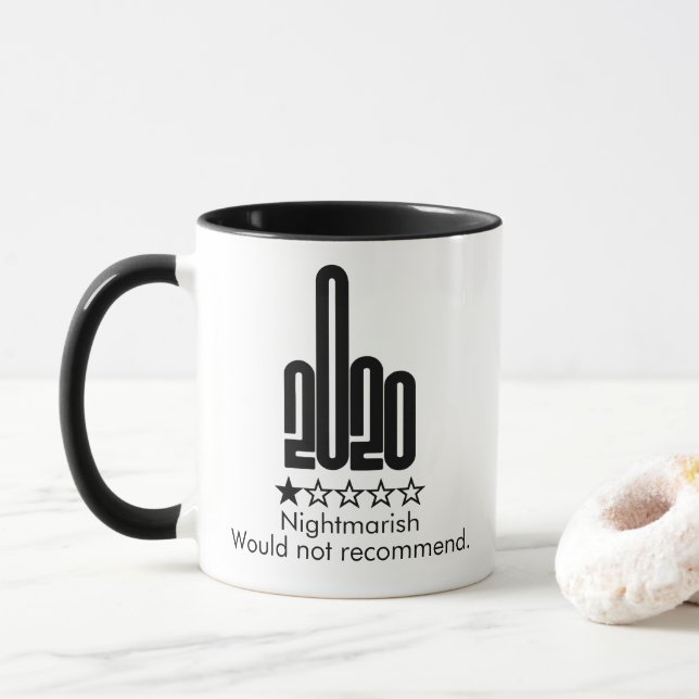 Custom 2020 Middle Finger 1 Star Review Tasse (Mit Donut)
