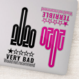 Custom 2020 Middle Finger Review Pink Black 4 Pack Aufkleber