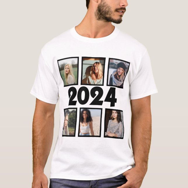 Custom 2024 6 Foto Collage T-Shirt (Vorderseite)
