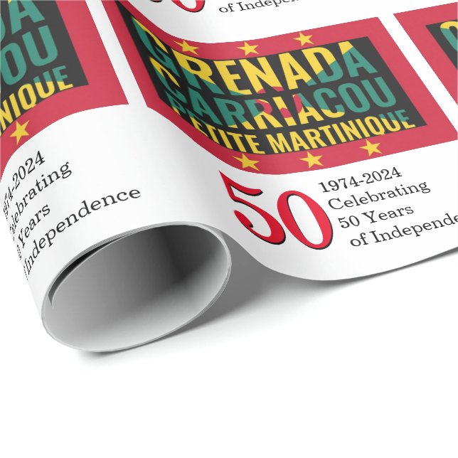 Custom 2024 GRENADA 50 Jahre Unabhängigkeit Geschenkpapier (Rolleneckpunkt)
