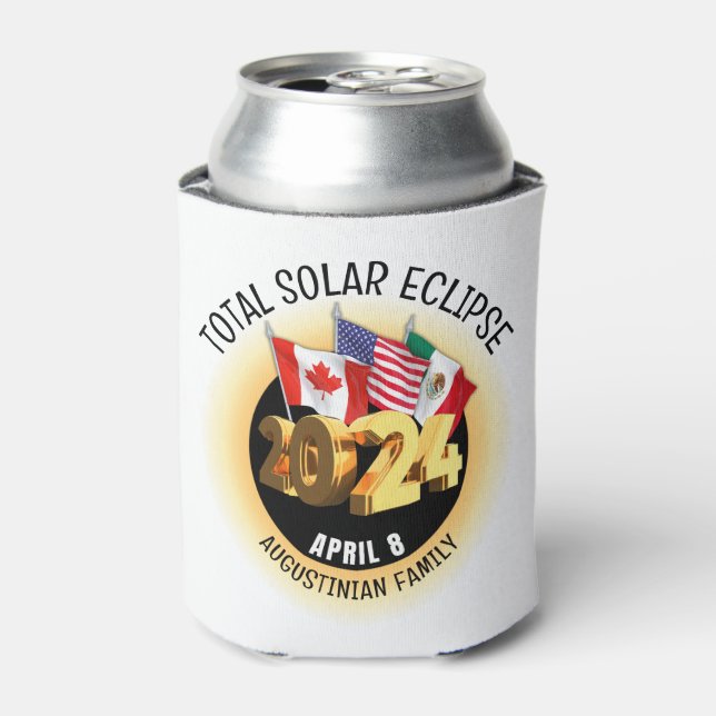 Custom 2024 INSGESAMT SOLAR ECLIPSE Flags Family Dosenkühler (Kanne Vorderseite)