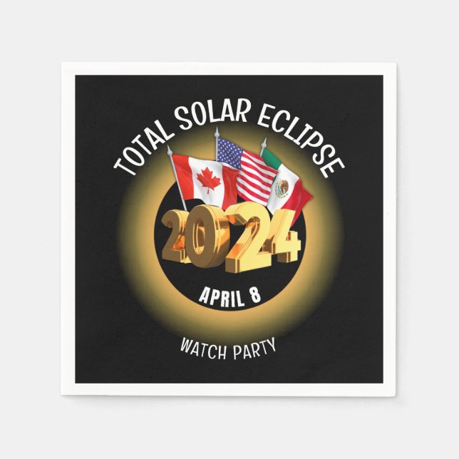 Custom 2024 INSGESAMT SOLAR ECLIPSE Flags Serviette (Vorderseite)