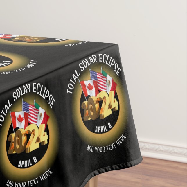 Custom 2024 INSGESAMT SOLAR ECLIPSE Flags Tischdecke (Beispiel)