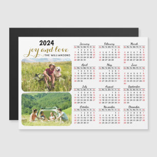 Custom 2024 Magnetic Foto Calendar White Black Magnetkarte