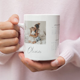 Custom 2025 Calendar-Tasse mit Foto & Name | Jumbo-Tasse