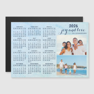 Custom 2025 Kalender Magnet zwei Foto Collage Blau