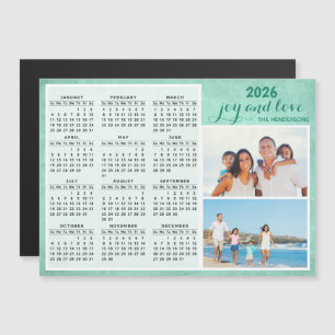 Custom 2025 Magnet Calendar Family Foto Green