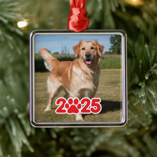 Custom 2025 Pet-Foto Ornament Aus Metall (Baum)