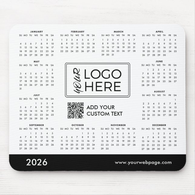 Custom 2026 Calendar Business Logo Mousepad (Vorne)