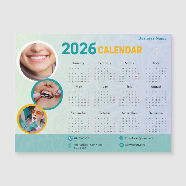 Custom 2026 Dental Office Personalized Dentist Pro Magnetkarte (Vorderseite)