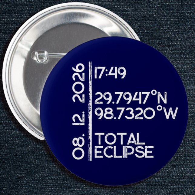 Custom 2026 Solar Eclipse Button (Solar Eclipse Keepsake Pin)