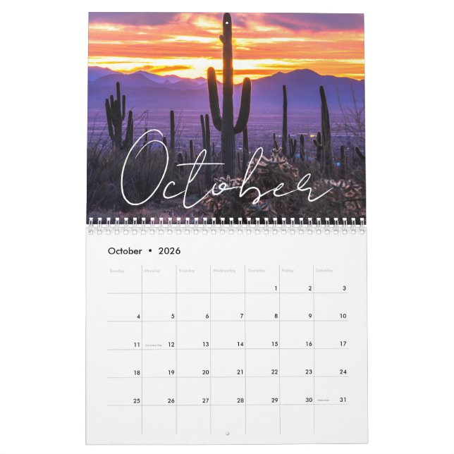 Custom 2026 Sunset Calendar California & Arizona Kalender (Okt 2026)