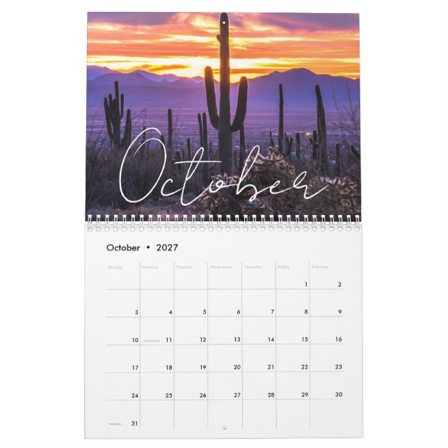 Custom 2026 Sunset Calendar California & Arizona Kalender (Okt 2027)