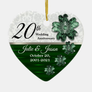 Custom - 20. Emerald Jewel Damask Jubiläum Keramikornament