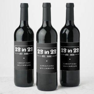 Custom 23. Geburtstag Geschenk 23 in 23 Est 2000 Weinetikett