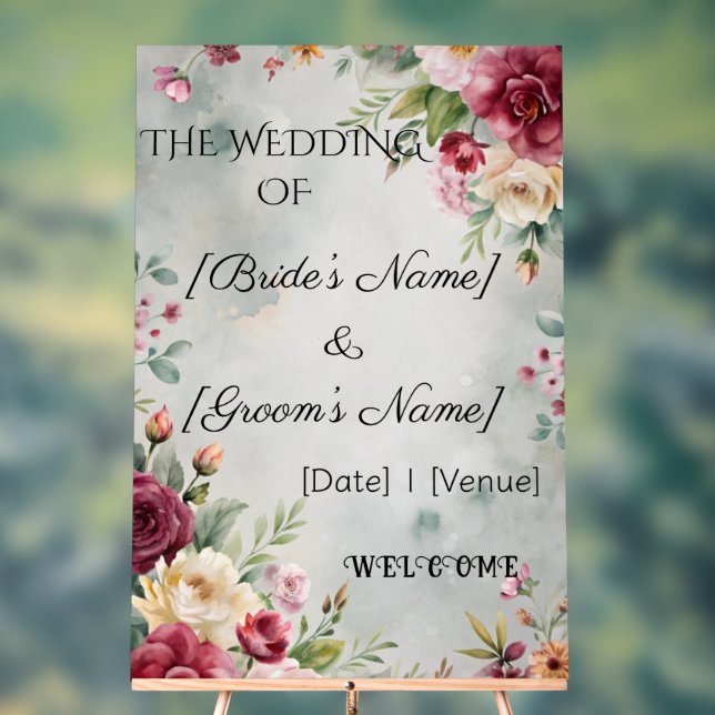 Custom 24" x 36" Wedding Acrylic Sign Acrylschild (Neutral)