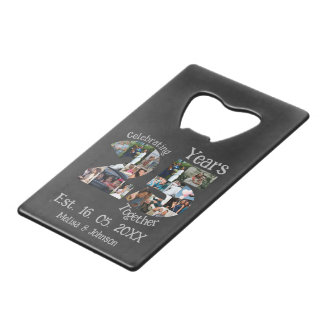 Custom 25. Hochzeitstag Foto Collage Geldbeutel Flaschenöffner