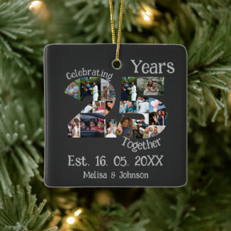 Custom 25. Hochzeitstag Foto Collage Keramikornament