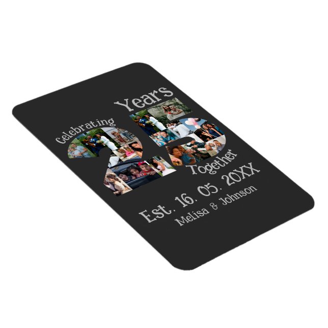 Custom 25. Hochzeitstag Foto Collage Magnet (Rechte Seite)