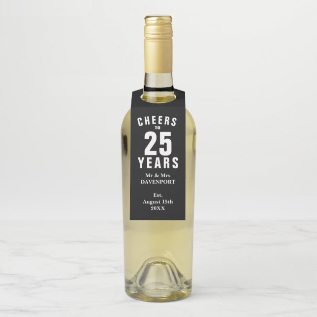 Custom 25. Hochzeitstag Party Flaschenanhänger (Auf Flasche)