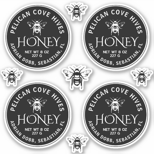 CUSTOM 2.5" VINYL Honey Label Vintage Bienenschwar (Vorderseite)