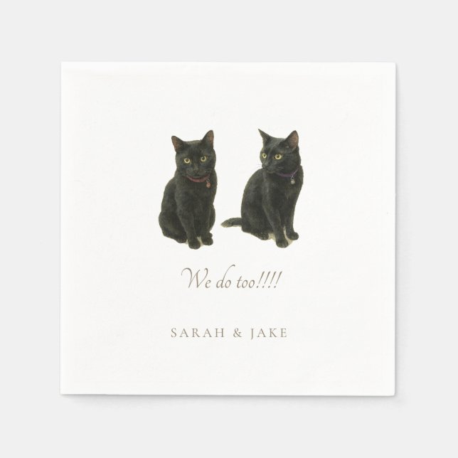 Custom 2 Cats Wedding Napkins Serviette (Vorderseite)