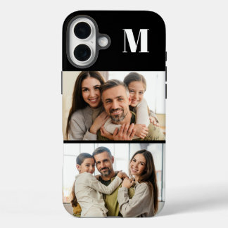 Custom 2 Family Photo & Monogrammed iPhone 16 Plus Hülle