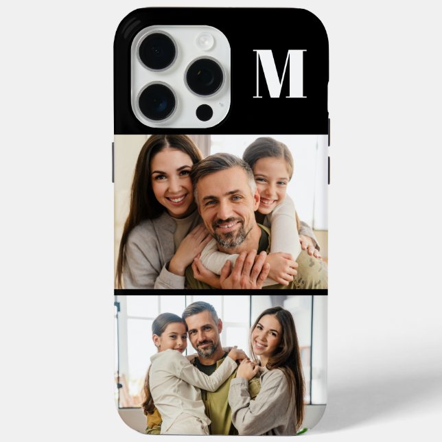Custom 2 Family Photo & Monogrammed  Case-Mate iPhone Hülle (Rückseite)