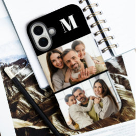 Custom 2 Family Photo & Monogrammed iPhone 16 Plus Hülle