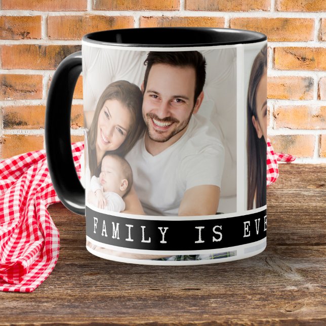 Custom 2 Foto Collage Family Picture Quote Black Tasse (
Multi Photo Collage Family Quote Mug - Design your own coffee cups with  family pictures on them.)