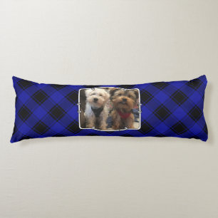 Custom 2 Foto Frame Classic Blue & Black Kariert Seitenschläferkissen