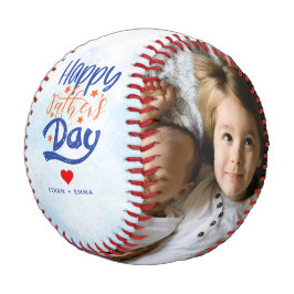 Custom 2 Foto Happy Vathers Day Baseball