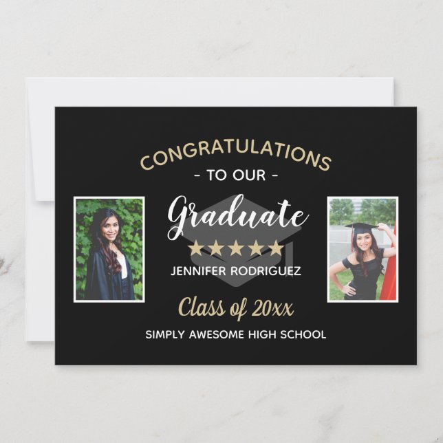 Custom 2 Foto Herzlichen Glückwunsch Graduate Absc Ankündigung (Vorderseite)