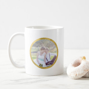 Custom 2 Foto Imitate Gold Round Border Kaffeetasse
