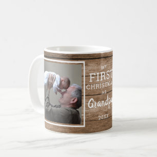 Custom 2 Foto Opa Erstes Weihnachtsfest Rustikales Kaffeetasse