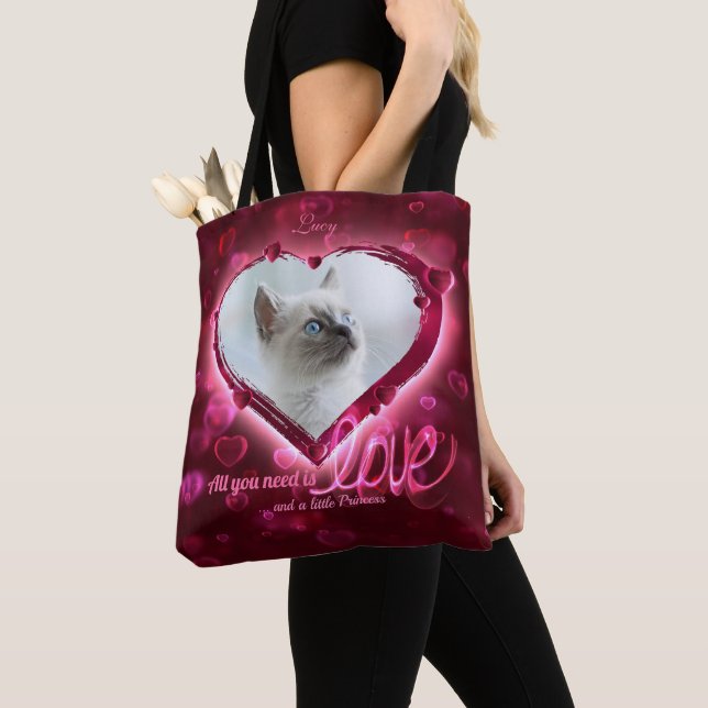 Custom 2 Foto, Pet Liebe Tribute Red Neon Hearts - (Von Nahem)